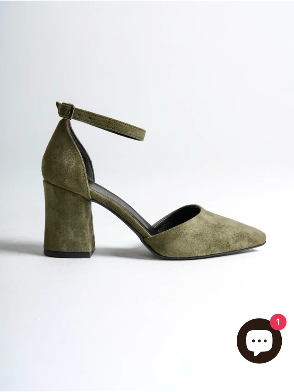 Women’s Olive Green Suede Ankle-Strap Block Heels Eleanor Louise - Picture 3 of 7